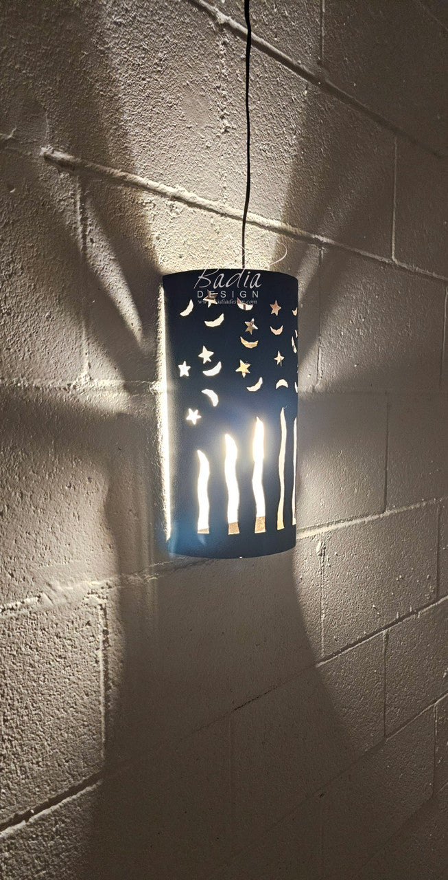 Rustic Iron Wall Sconce with Geometric Pattern