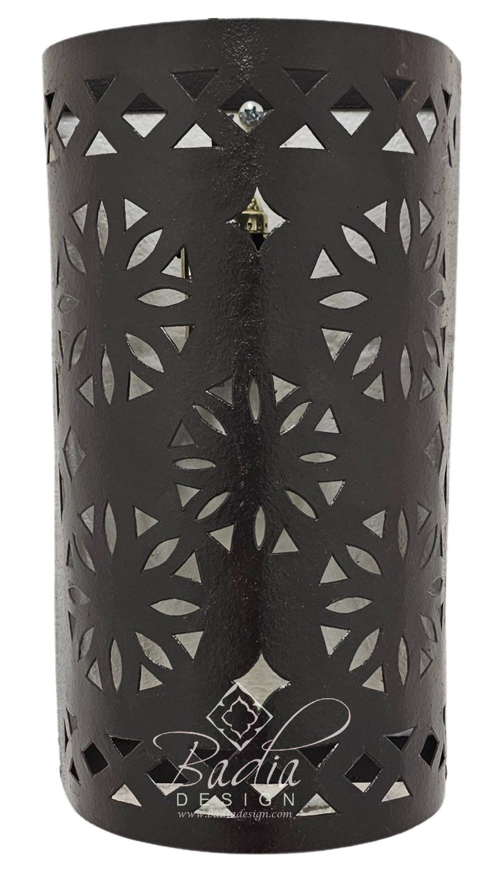 Rustic Iron Wall Sconce with Geometric Cutouts