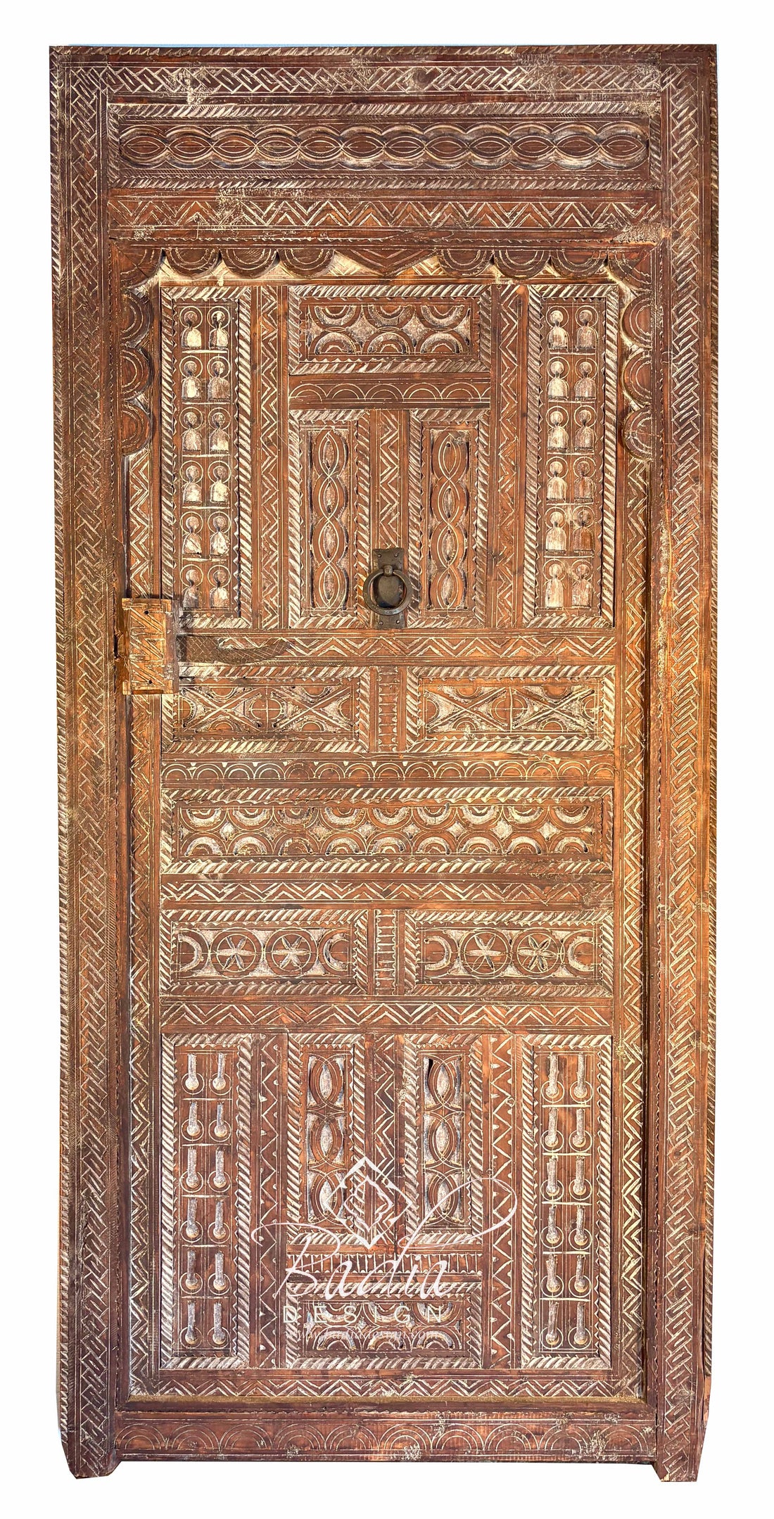 Rustic Decorative Wooden Door with Intricate Carvings