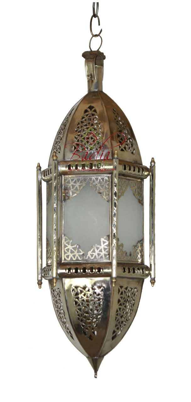 Silver Hanging Pendant Light with White Glass