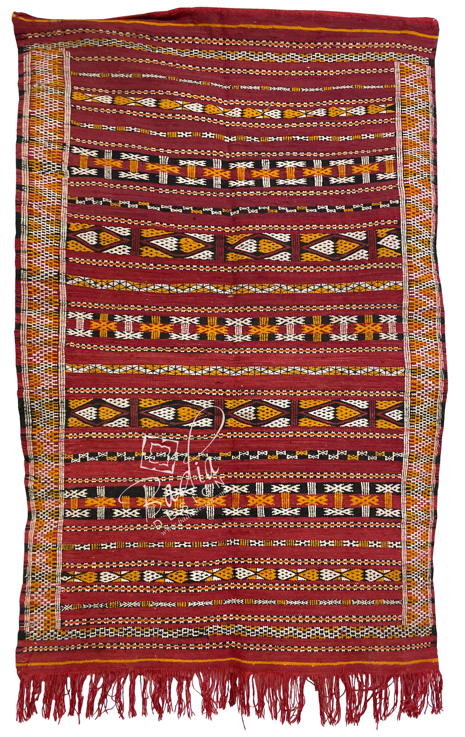 Small Maroon Color Moroccan Kilim Rug