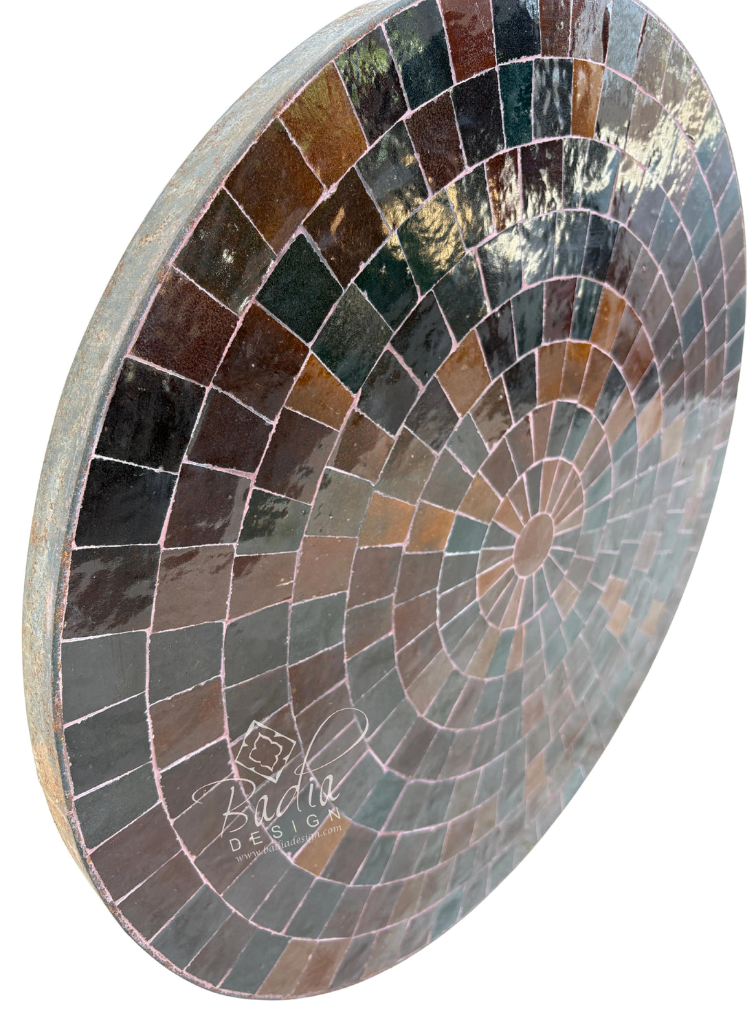 24" Round Brown Multi-Shade Tile Table Top