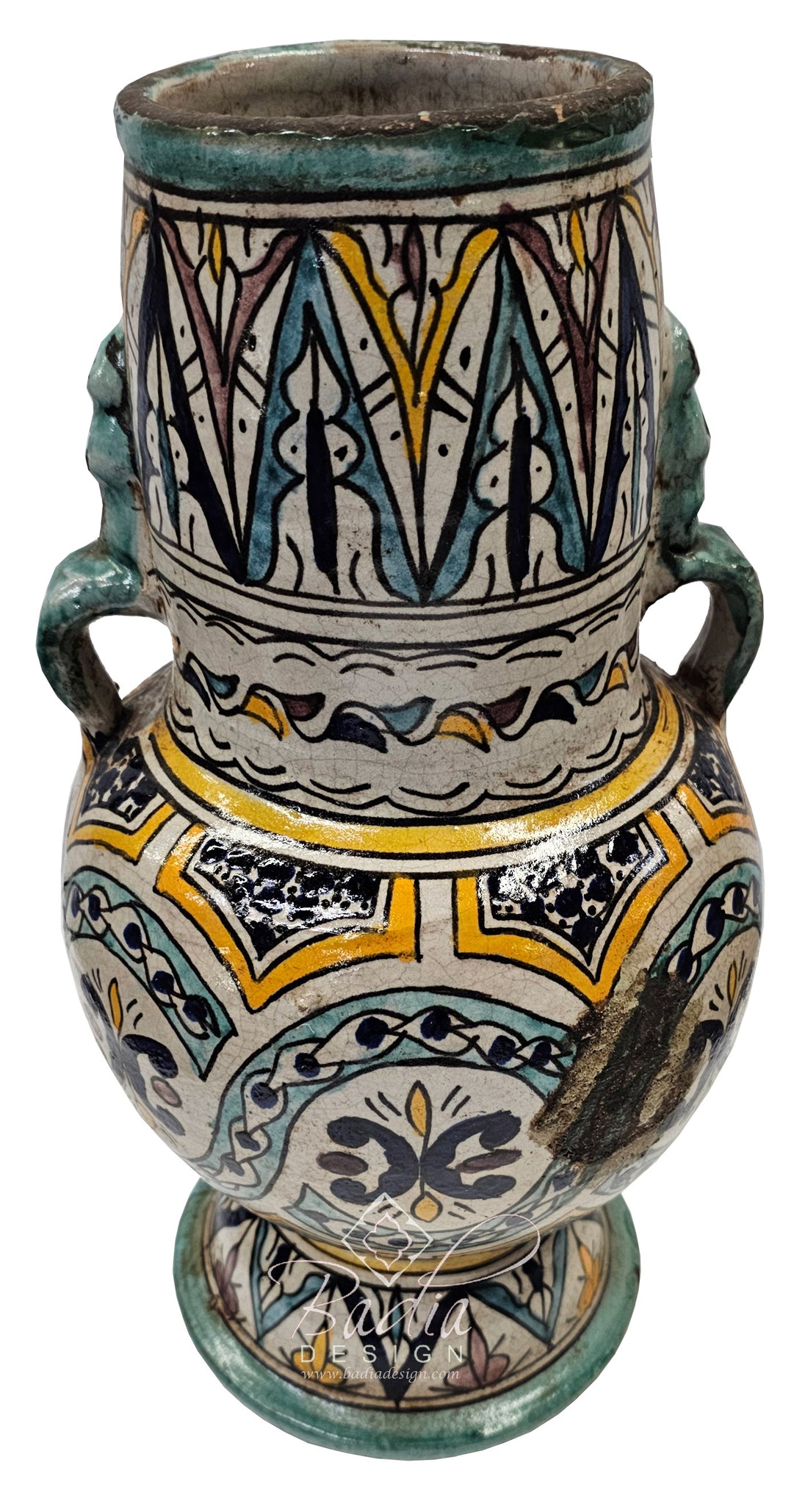 Hand Painted Multi-Color Moroccan Ceramic Urn