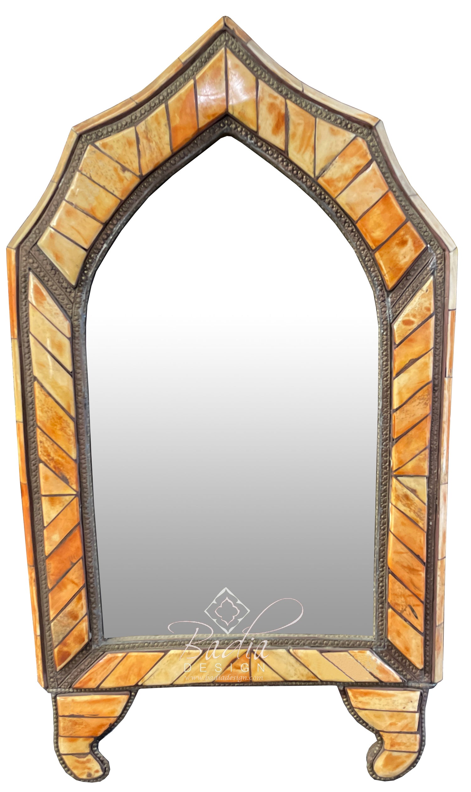 Small Decorative Orange Bone Mirror