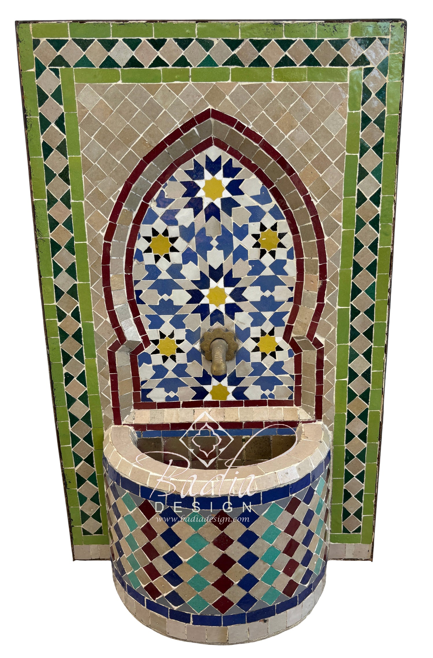 Small Moroccan Multi-Color Mosaic Tile Water Fountain