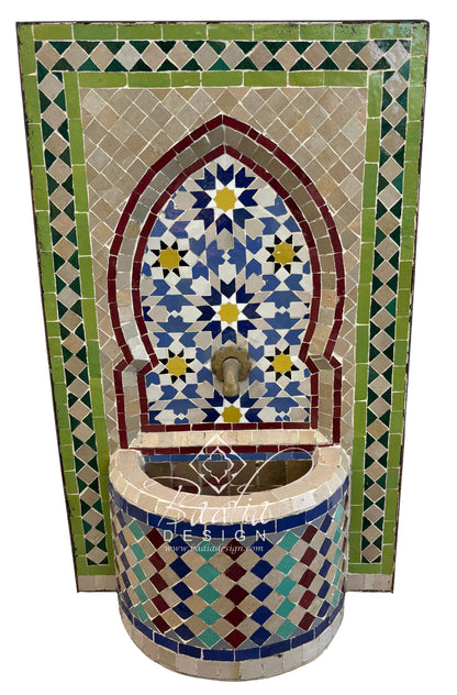 Small Moroccan Multi-Color Mosaic Tile Water Fountain