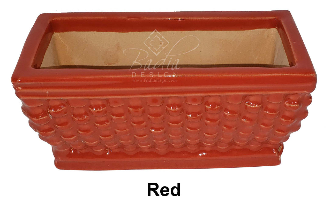 Rectangular Hand Painted Ceramic Planter