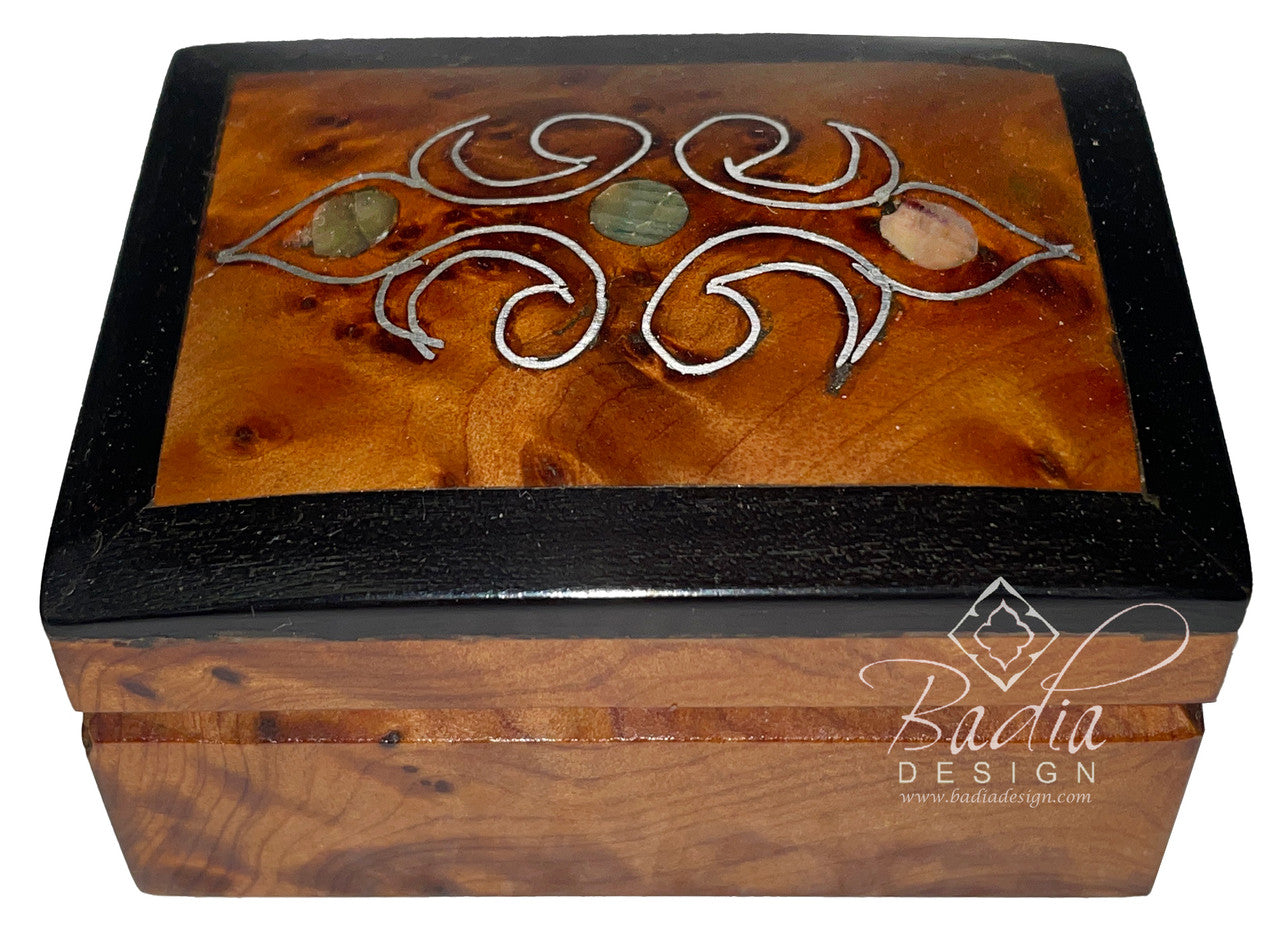 Small Thuya Wood Inlay Mother of Pearl Jewelry Box