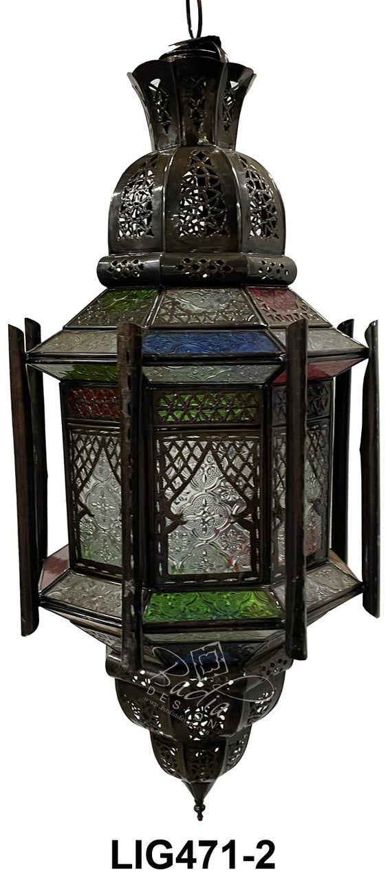 Hanging Multi-Color Glass Lanterns