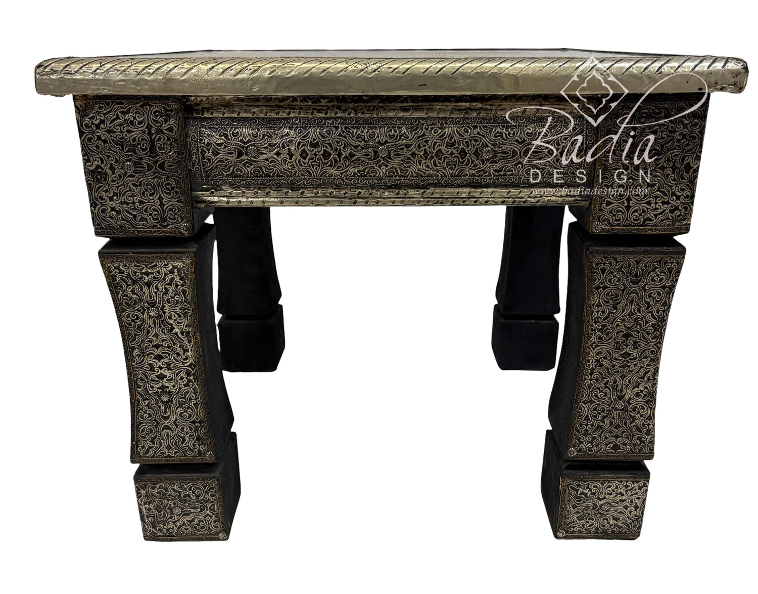 Decorative table with intricate carvings and &