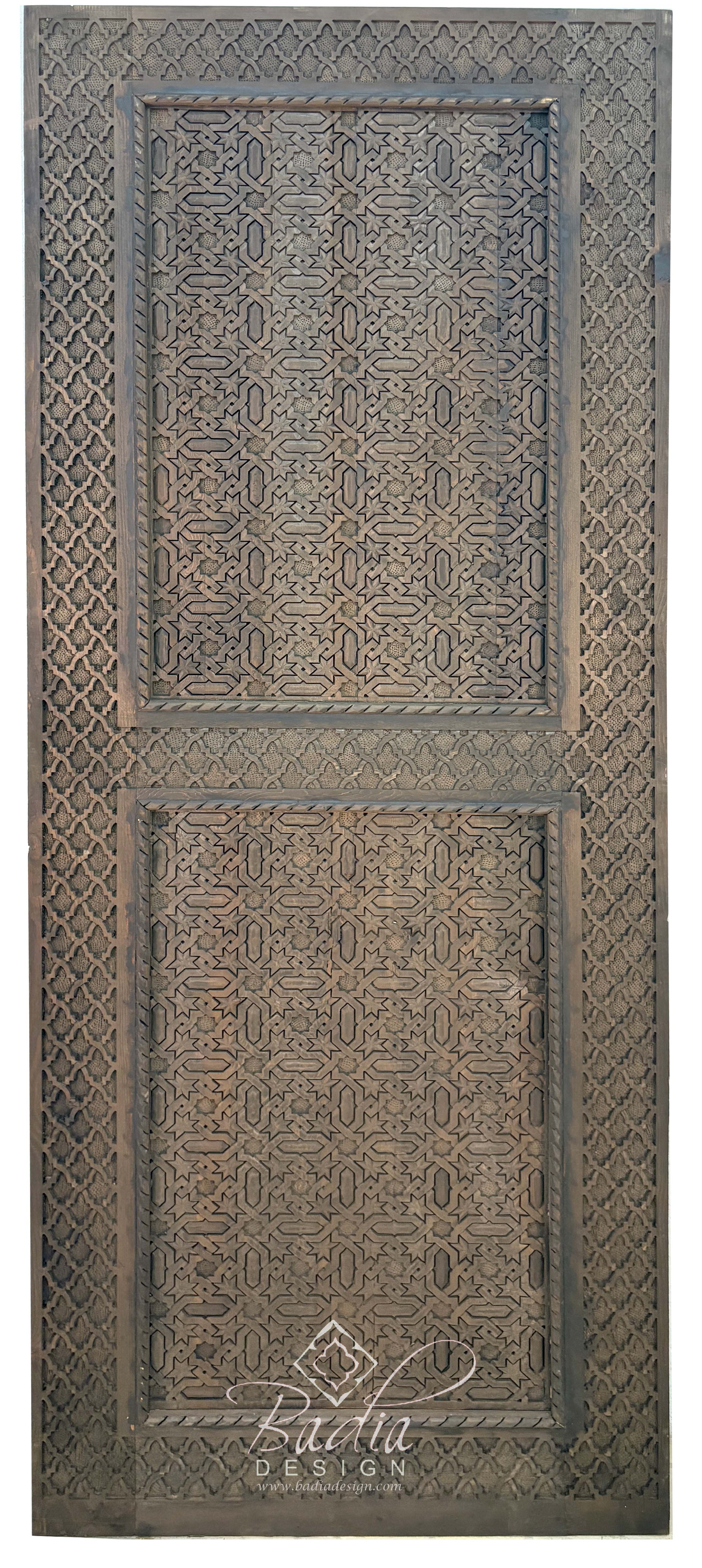 Stained Hand Carved Wooden Door - Authentic Artisan Design