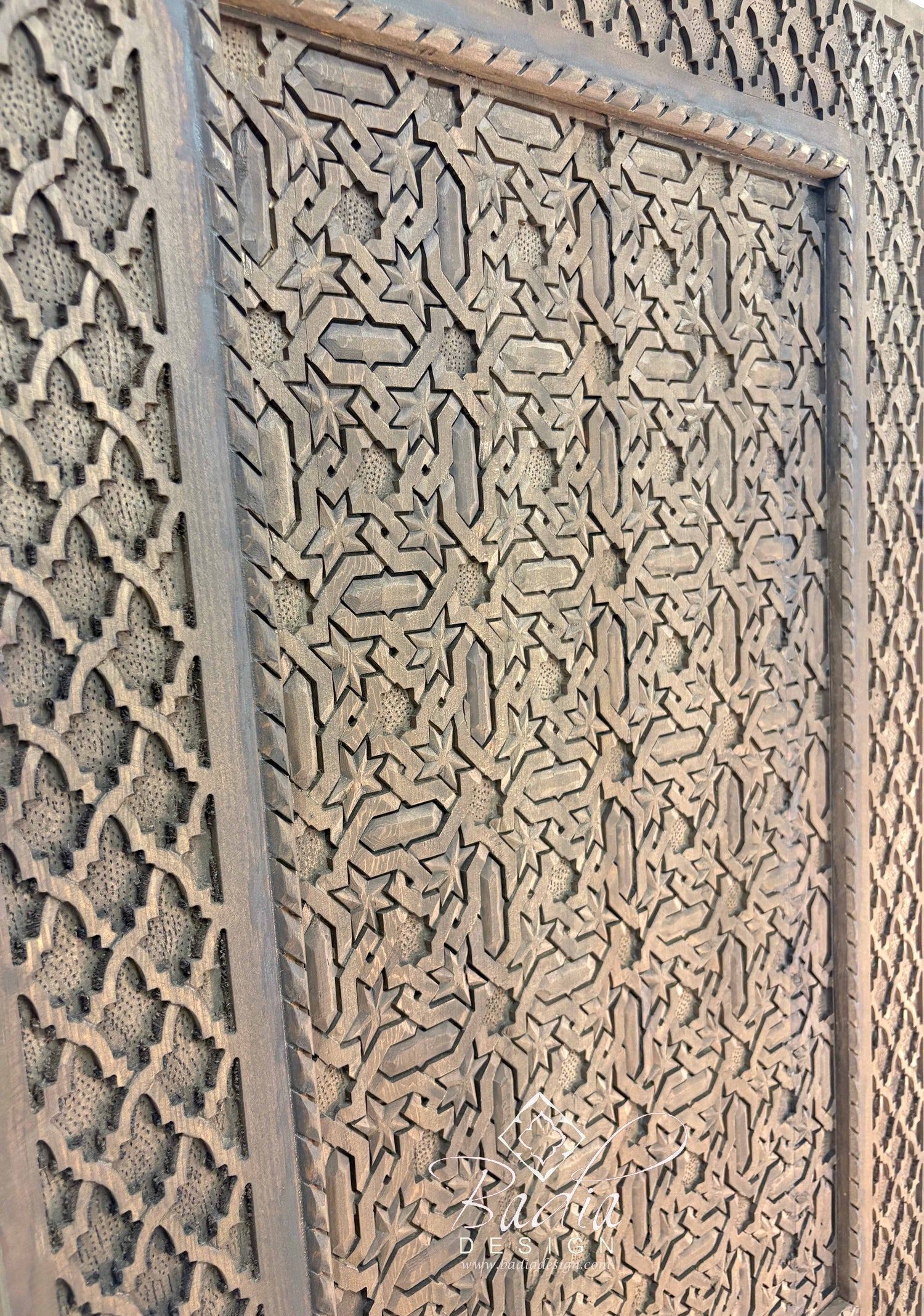 Stained Hand Carved Wooden Door - Authentic Artisan Design