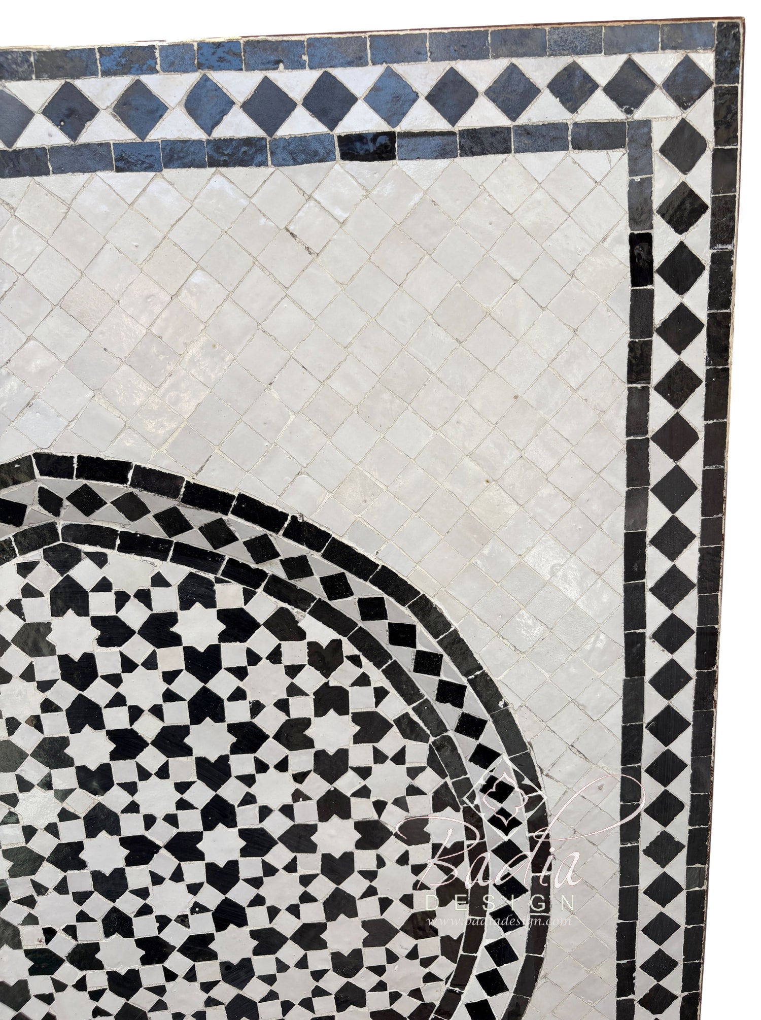 Tall Black and White Mosaic Water Fountain