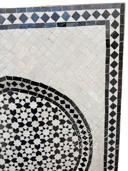 Tall Black and White Mosaic Water Fountain