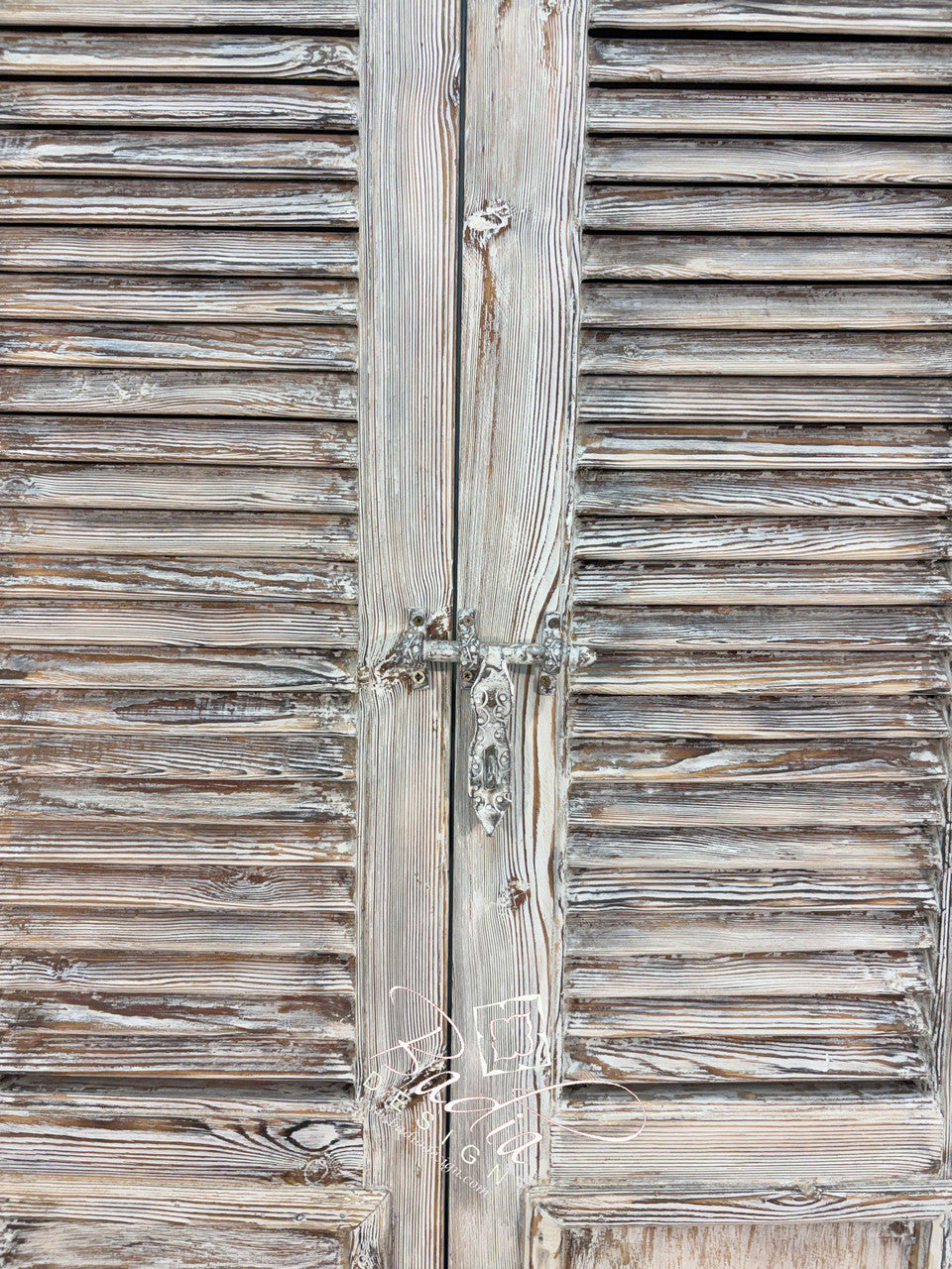 Hand Carved Moroccan Whitewashed Cedar Cabinet