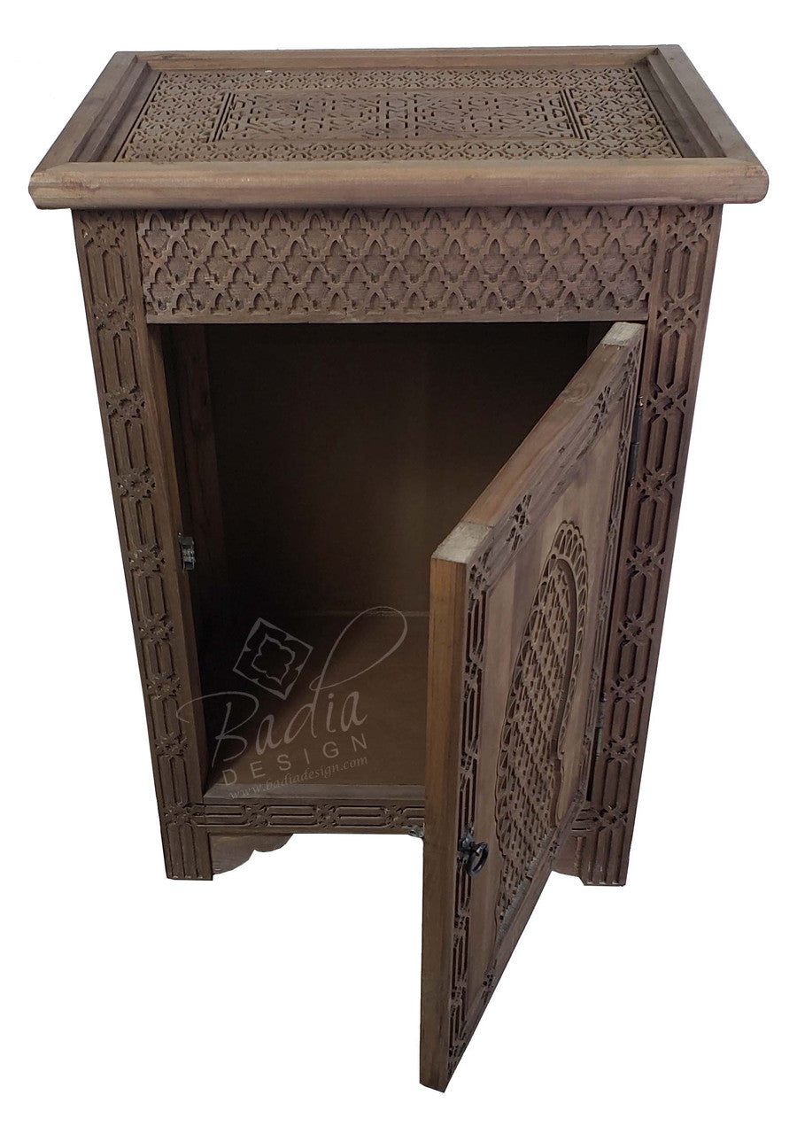 Moroccan Hand Carved Wooden Cabinet