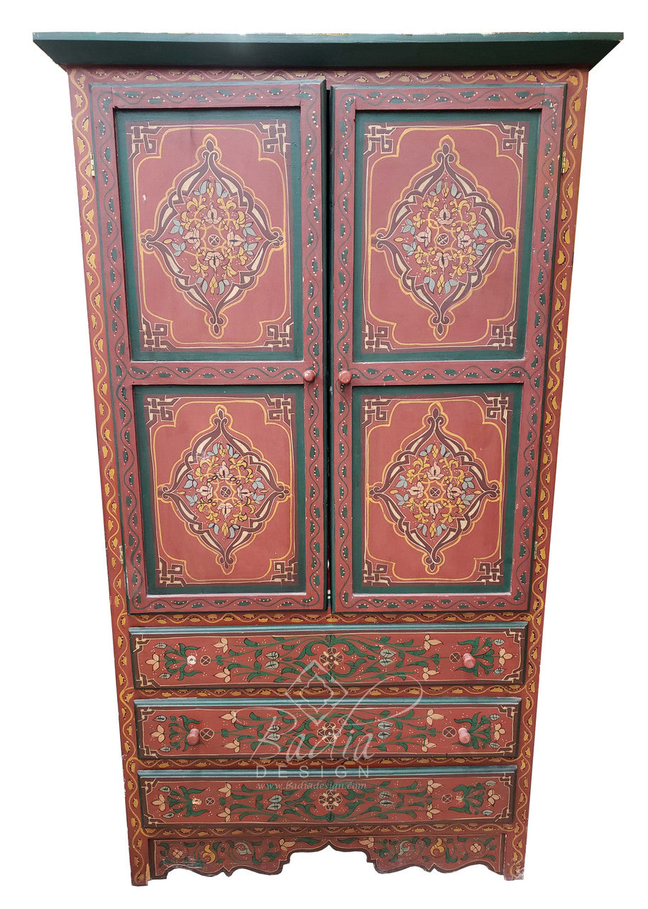 Tall Hand Painted Wooden Cabinet
