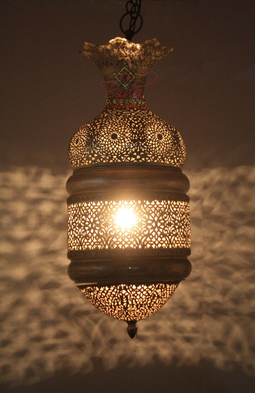 Tall Intricately Designed Silver Lantern