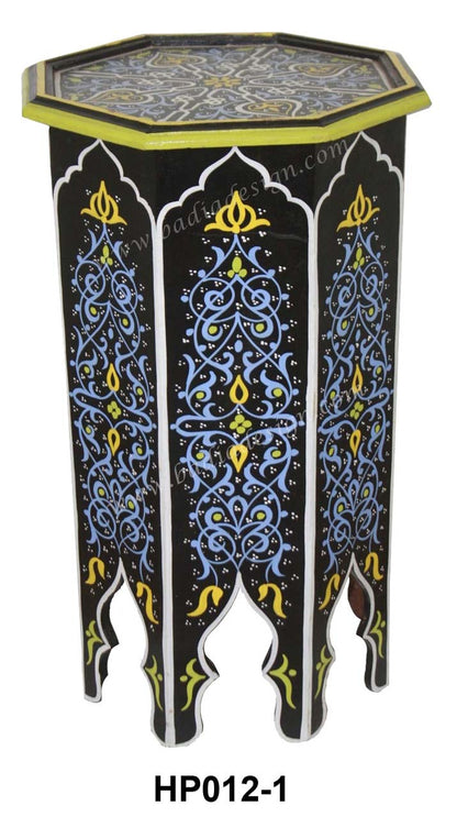 Tall Multi Color Hand Painted Side Table