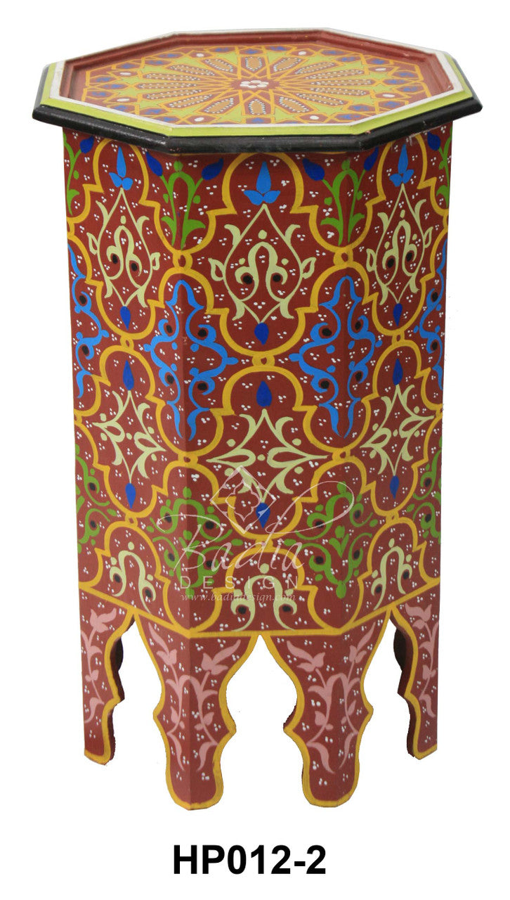 Tall Multi Color Hand Painted Side Table