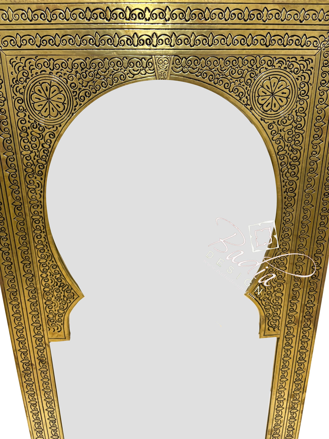 Tall Rectangular Shaped Brass Engraved Mirror
