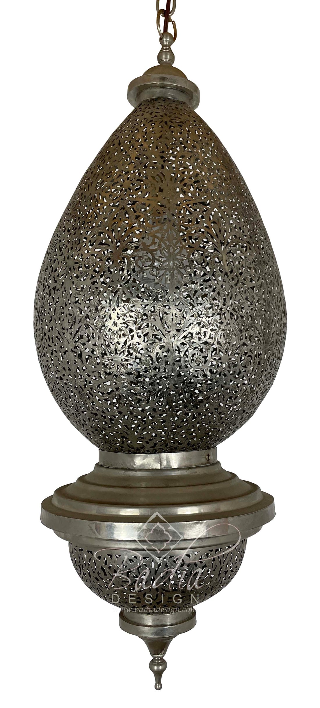 Intricately Designed Hand Punched Silver Chandelier