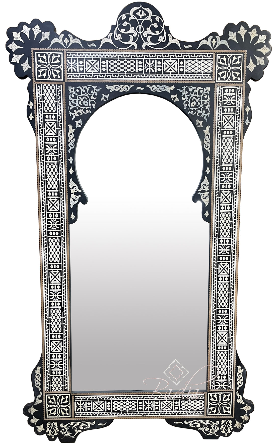 Tall Decorative White Bone Inlay Mirror