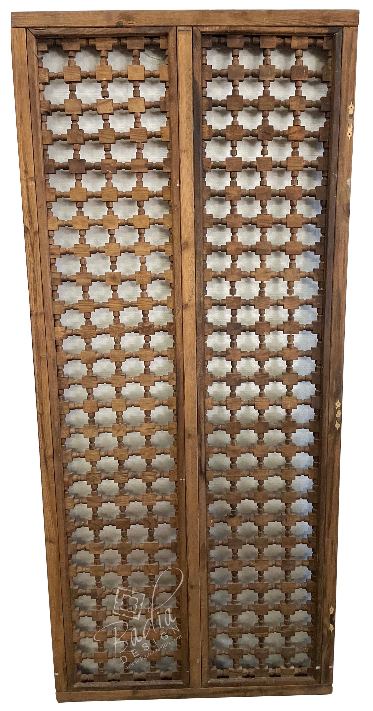 Moroccan Tall Hand Carved Moucharabieh Wood Panel