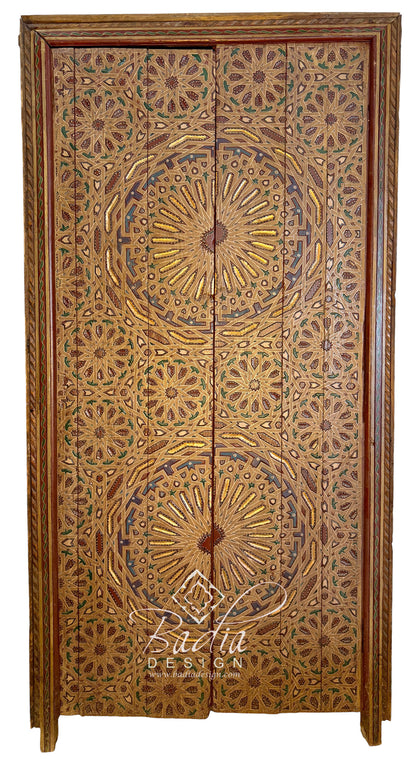Tall Red Moroccan Hand Painted Door