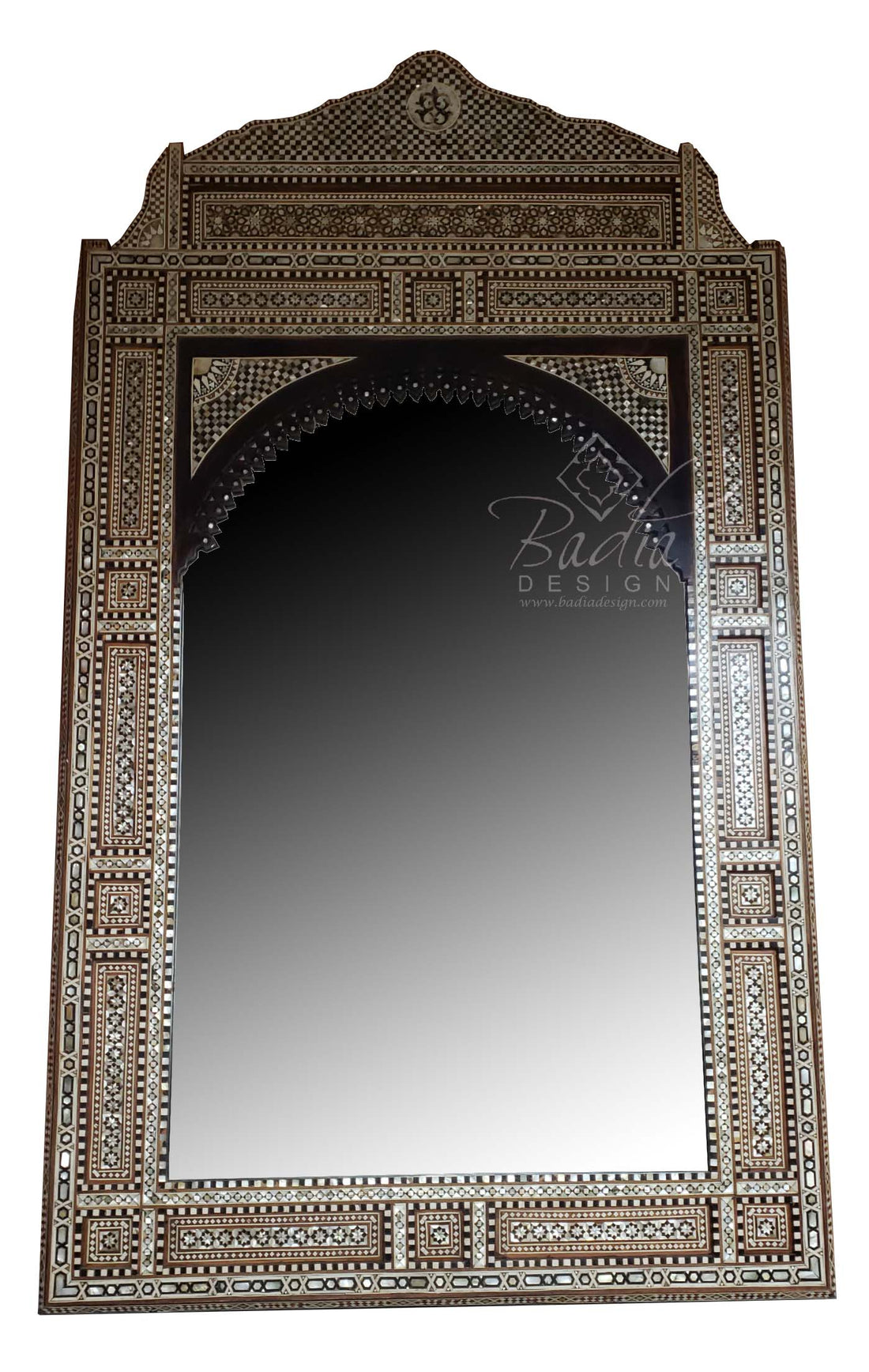 Tall Arch Mother of Pearl Inlay Mirror
