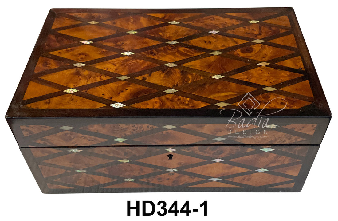 Thuya Wood Jewelry Box with Mother of Pearl Inlay