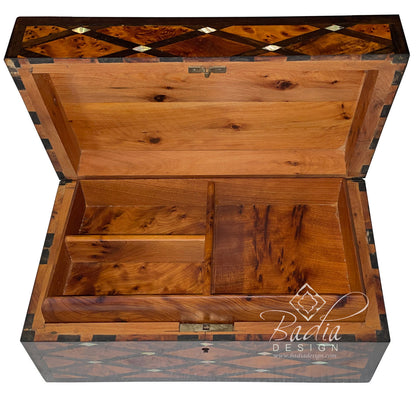 Thuya Wood Jewelry Box with Mother of Pearl Inlay
