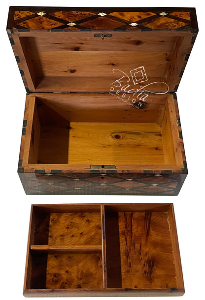 Thuya Wood Jewelry Box with Mother of Pearl Inlay