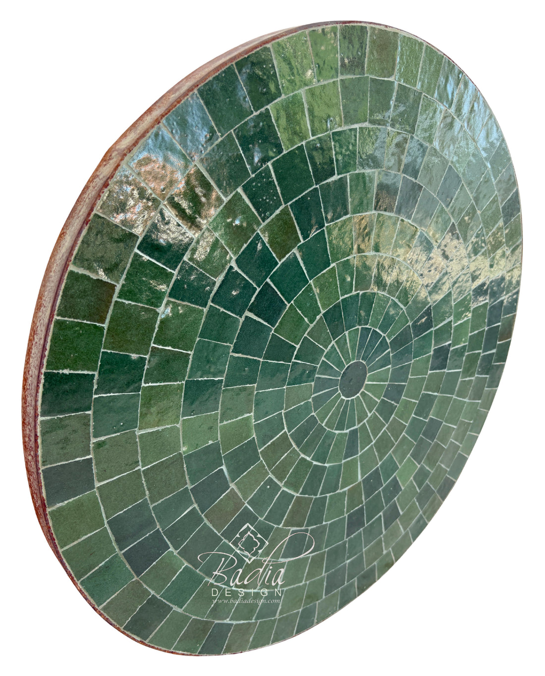 24" Round Emerald Green Tile Table Top
