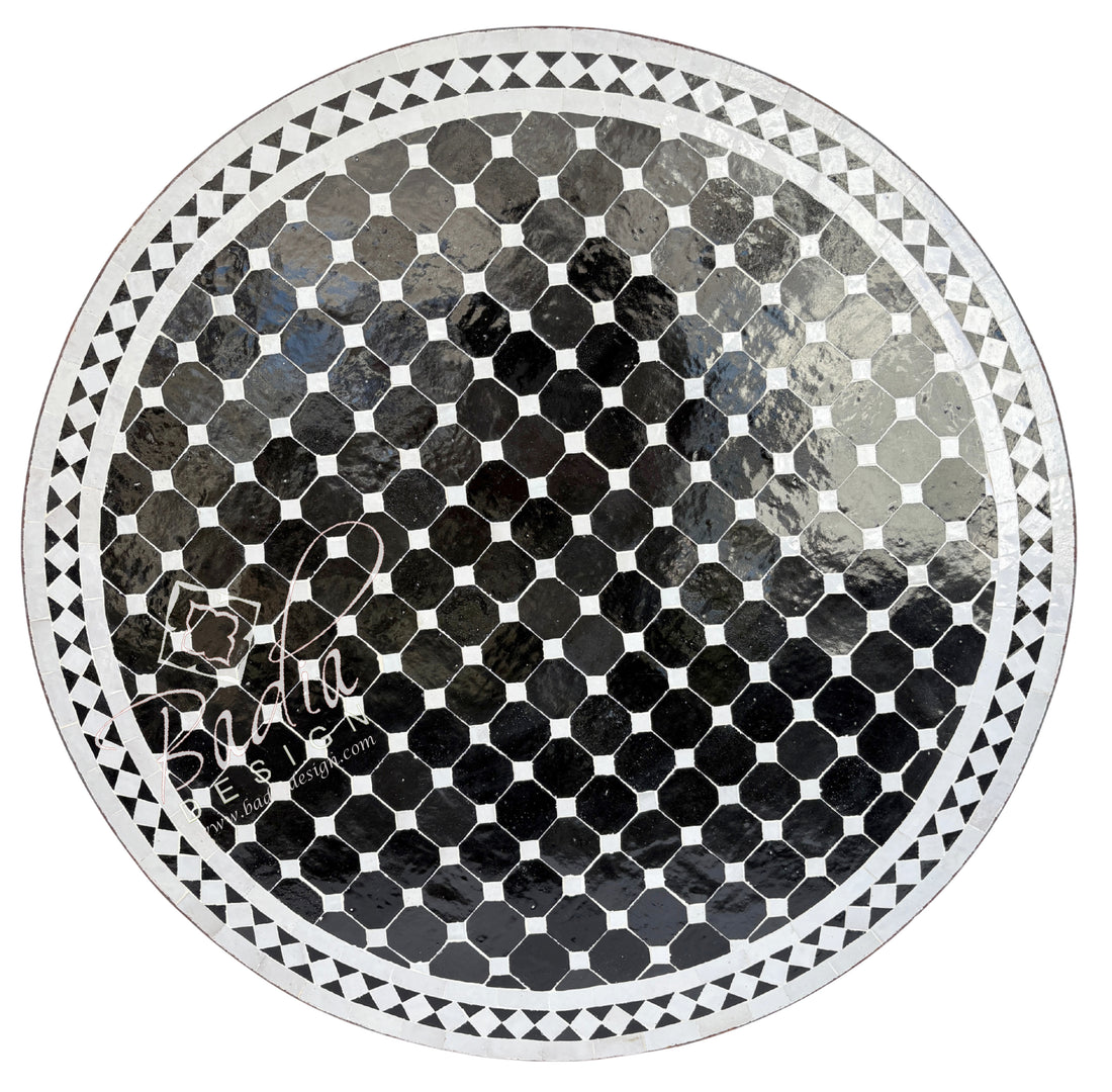 36" Black and White Tile Table Top