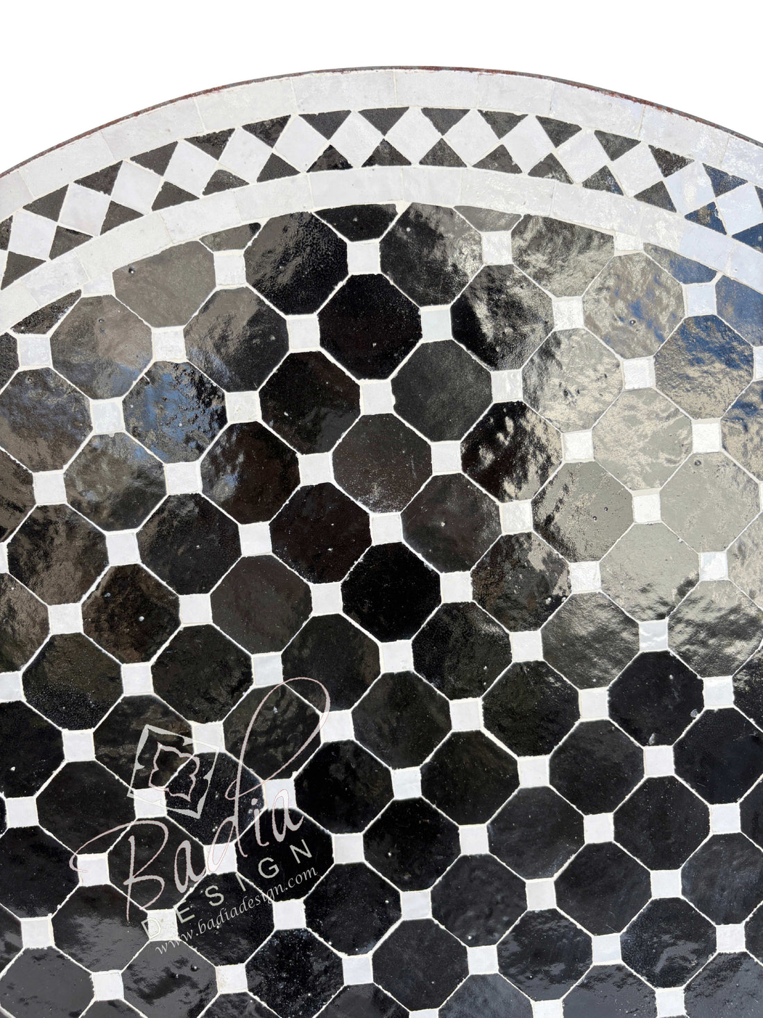 36" Black and White Tile Table Top