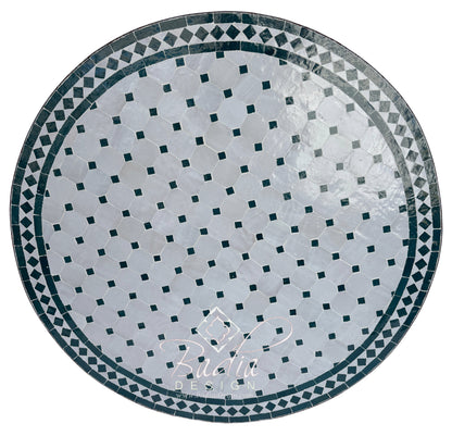 36" Green and Off White Tile Table Top