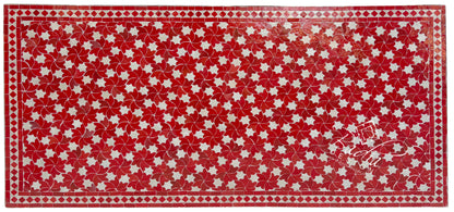 40"W x 80"L Red and White Intricate Rectangular Tile Table Top