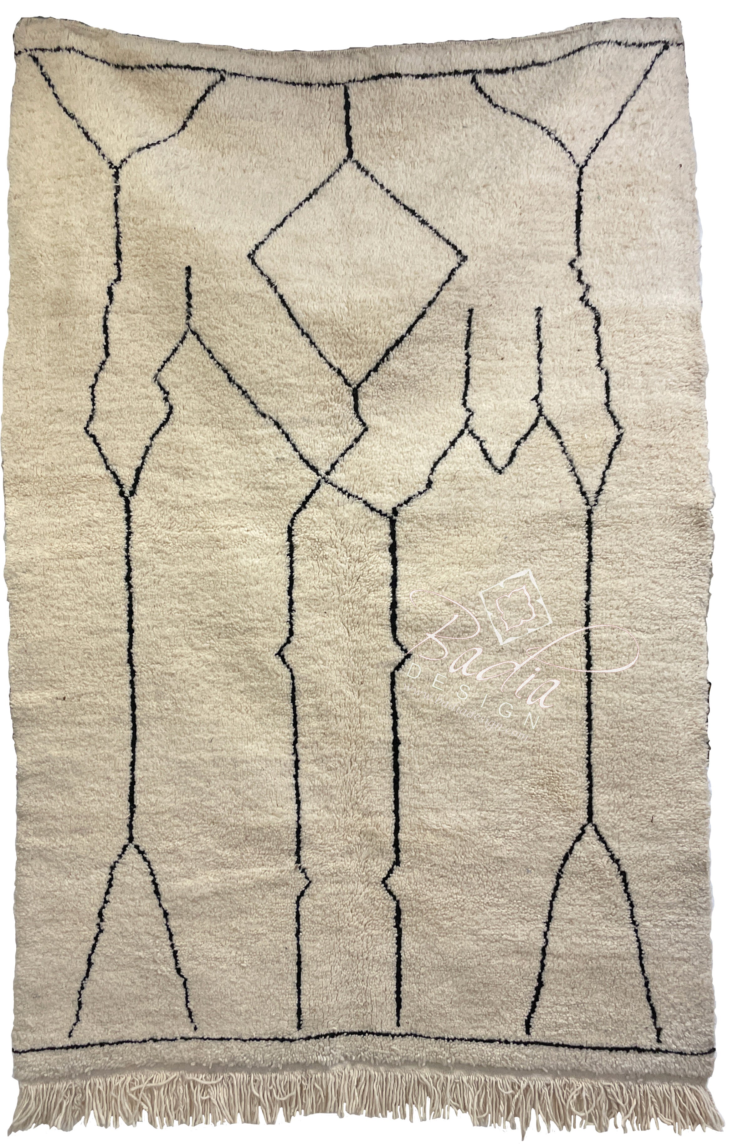 Small Cream Color Moroccan Rug with Tribal Designs