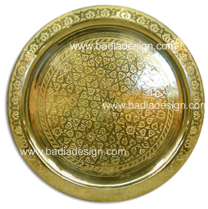 Moroccan Solid Engraved Brass Tray Table Top