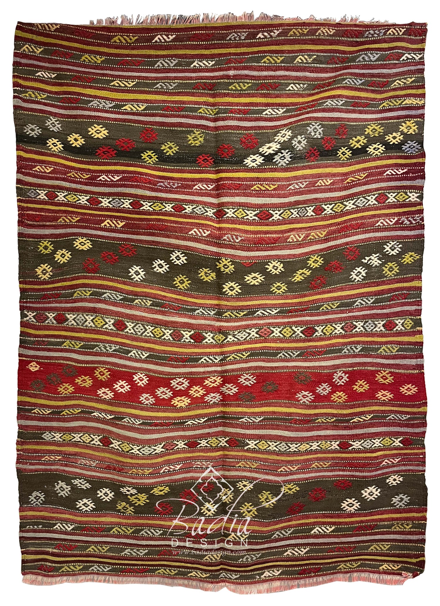 Traditional Turkish Area Rug with Geometric Designs