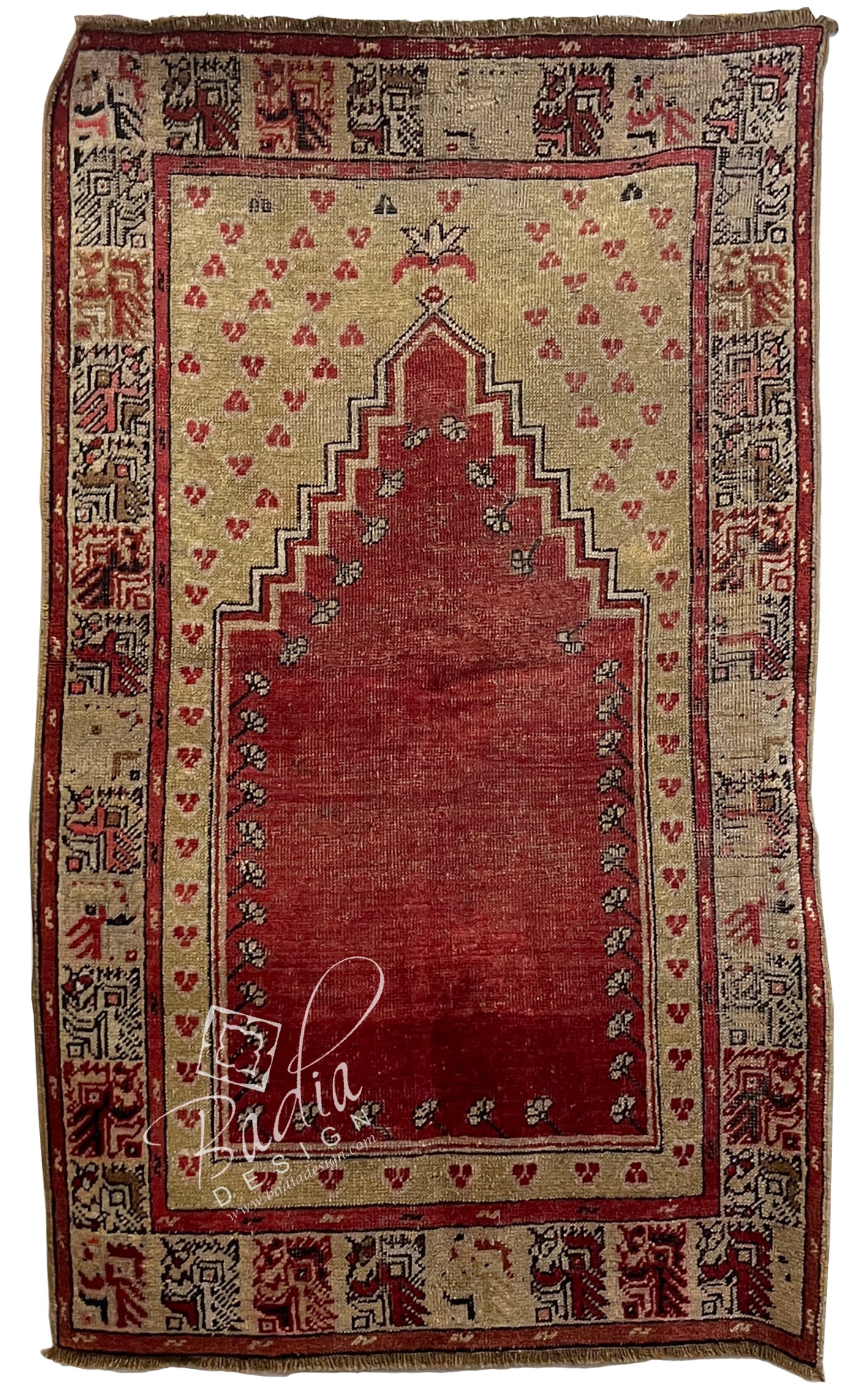 Red Multi-Color Vintage Turkish Rug