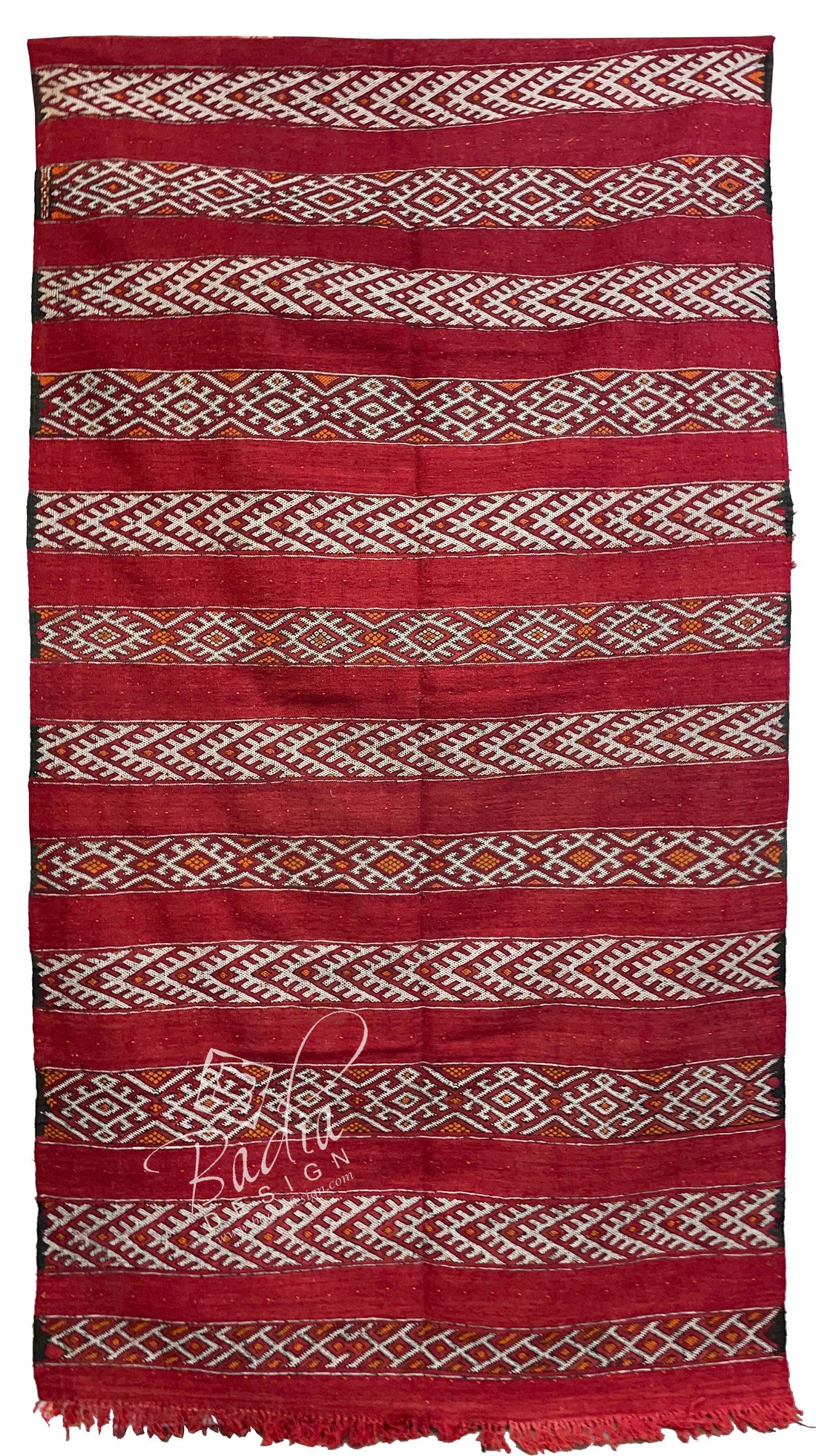 Red Multi-Color Kilim Rug with Tribal Designs