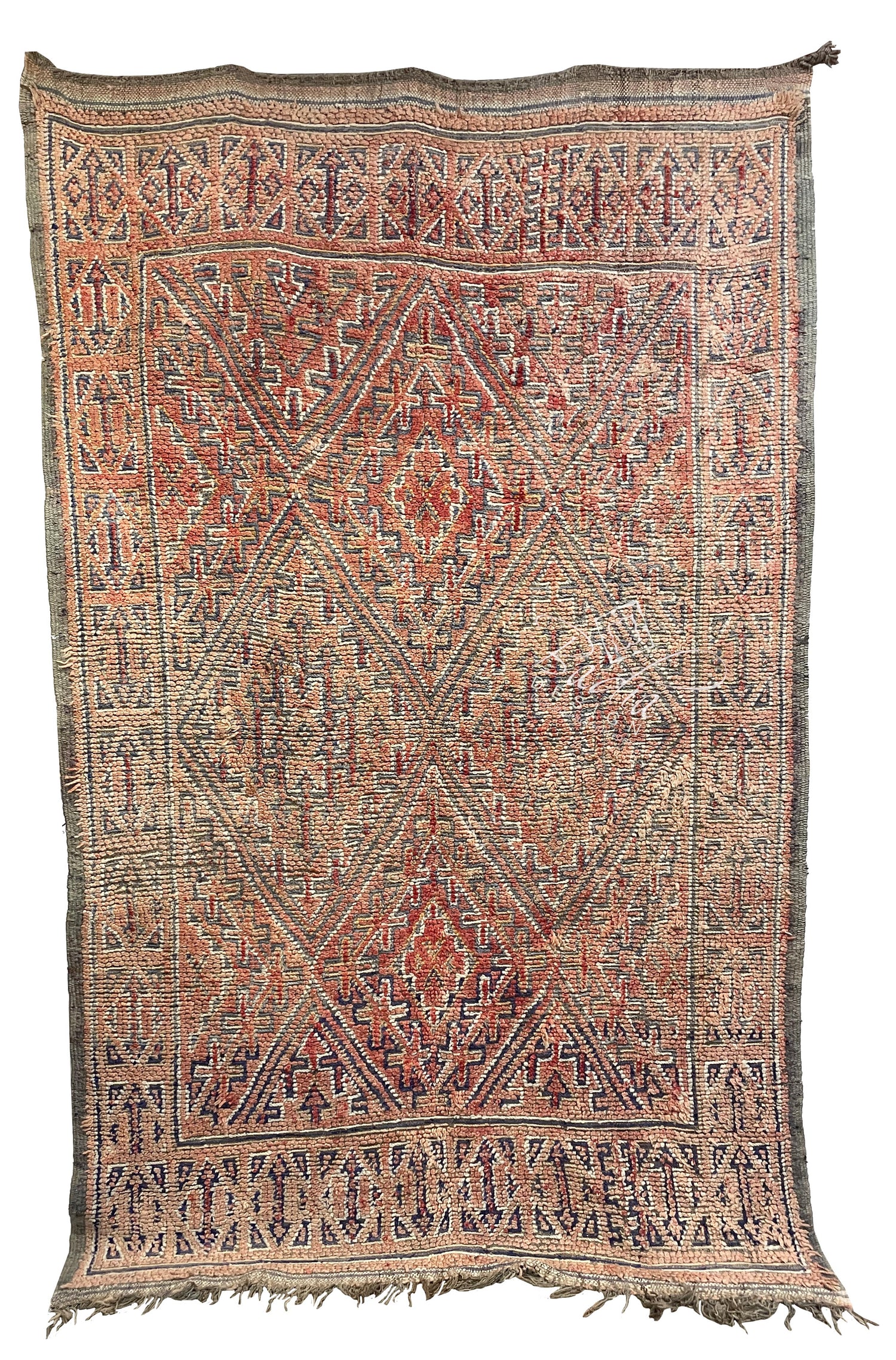 Faded Multi-Color Vintage Moroccan Berber Rug
