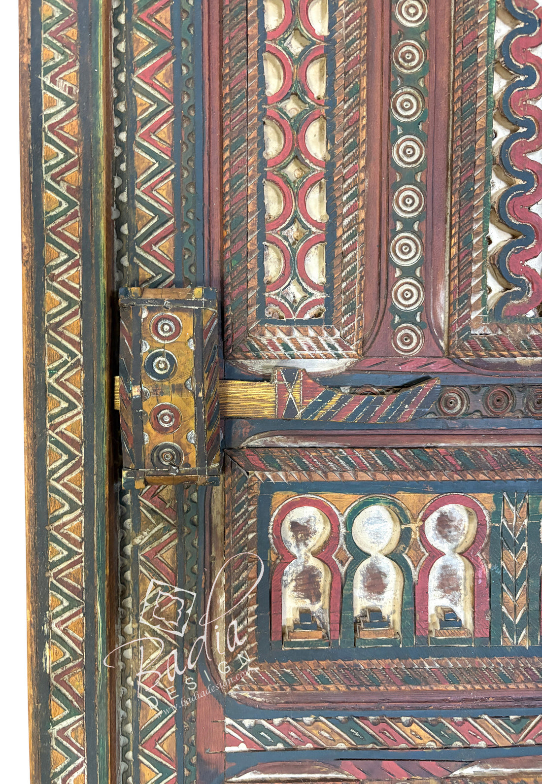 Vintage Wooden Door with Hand Painted Designs