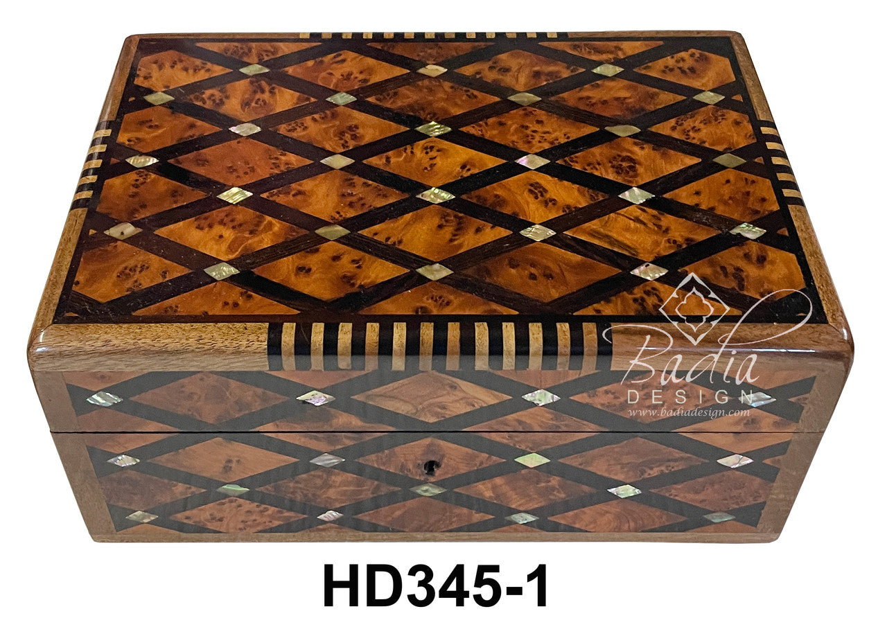 Wooden Thuya Jewelry Box with Mother of Pearl Inlay