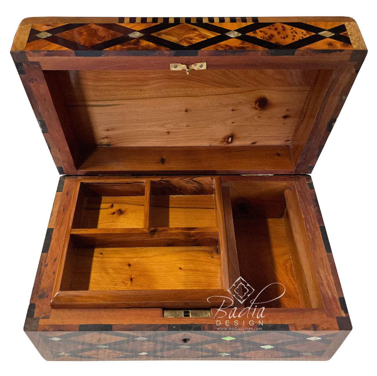 Wooden Thuya Jewelry Box with Mother of Pearl Inlay