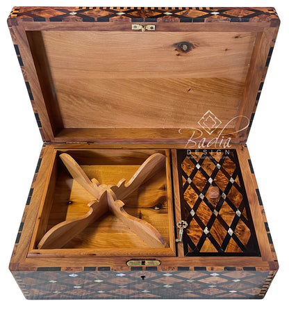 Wooden Thuya Jewelry Box with Mother of Pearl Inlay