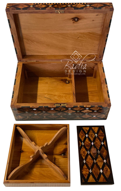 Wooden Thuya Jewelry Box with Mother of Pearl Inlay