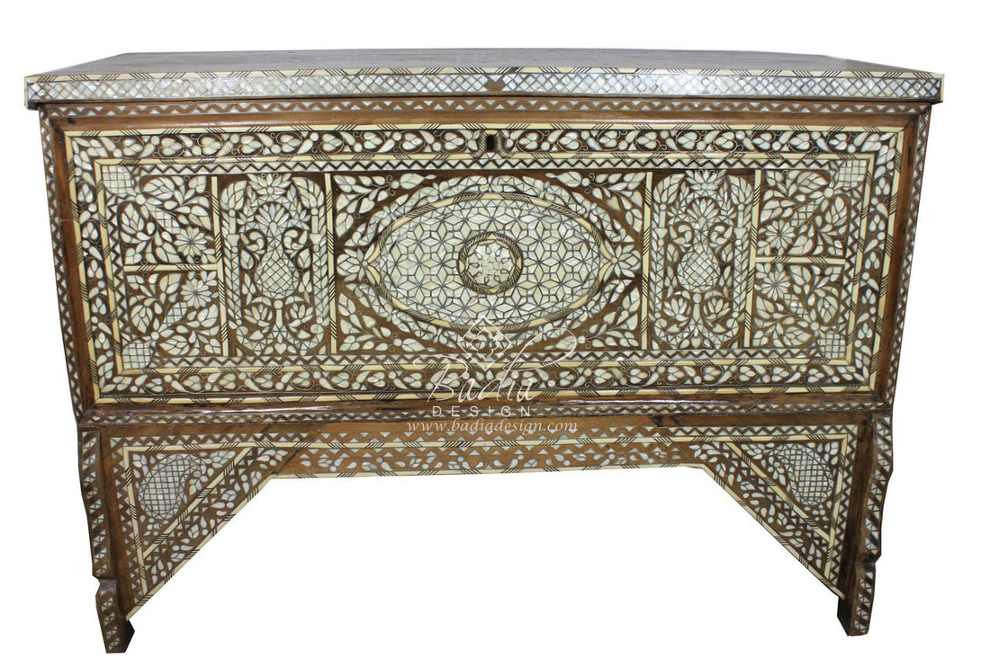 Elegant Mother of Pearl Inlay Cedar Wood Chest